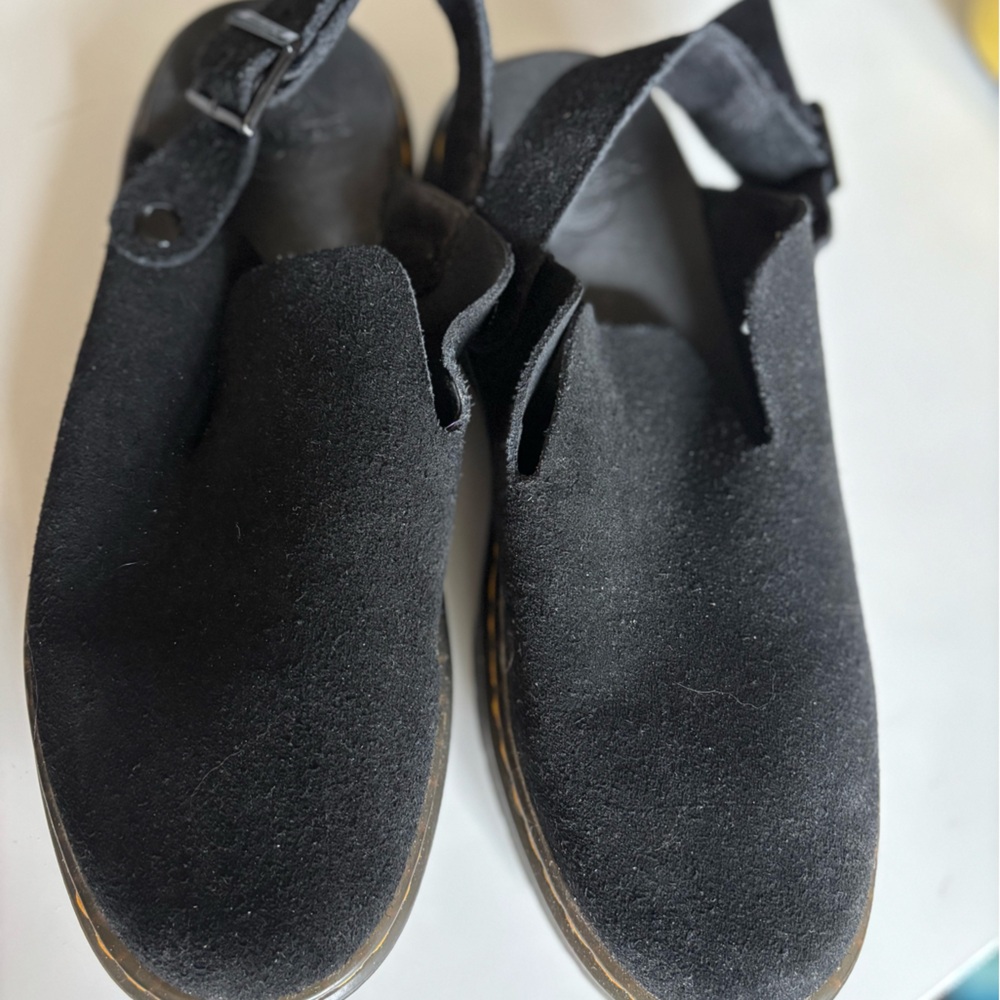 NEW Dr. Martens Black Suede Carlson Mules Clogs Sz 39/ 8 Black